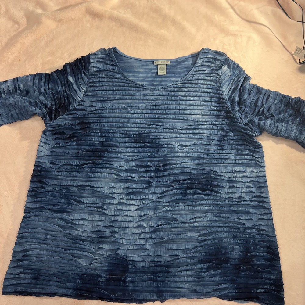 Catherines Blouse Women Plus Size ox 14/16wBlue Short Sleeve Classic112